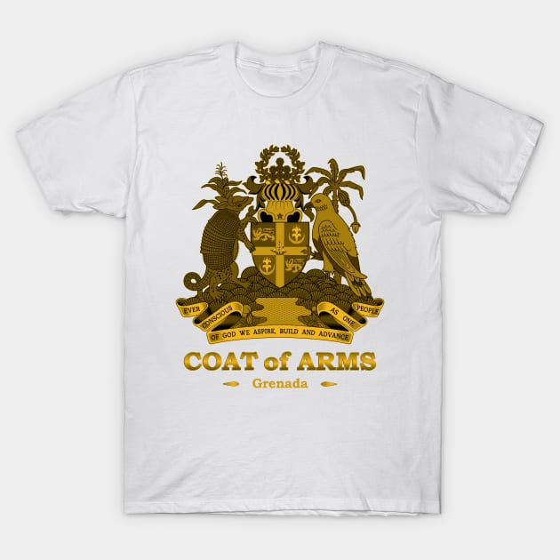 Grenada Coat of Arms Gold T-Shirt by IslandConcepts